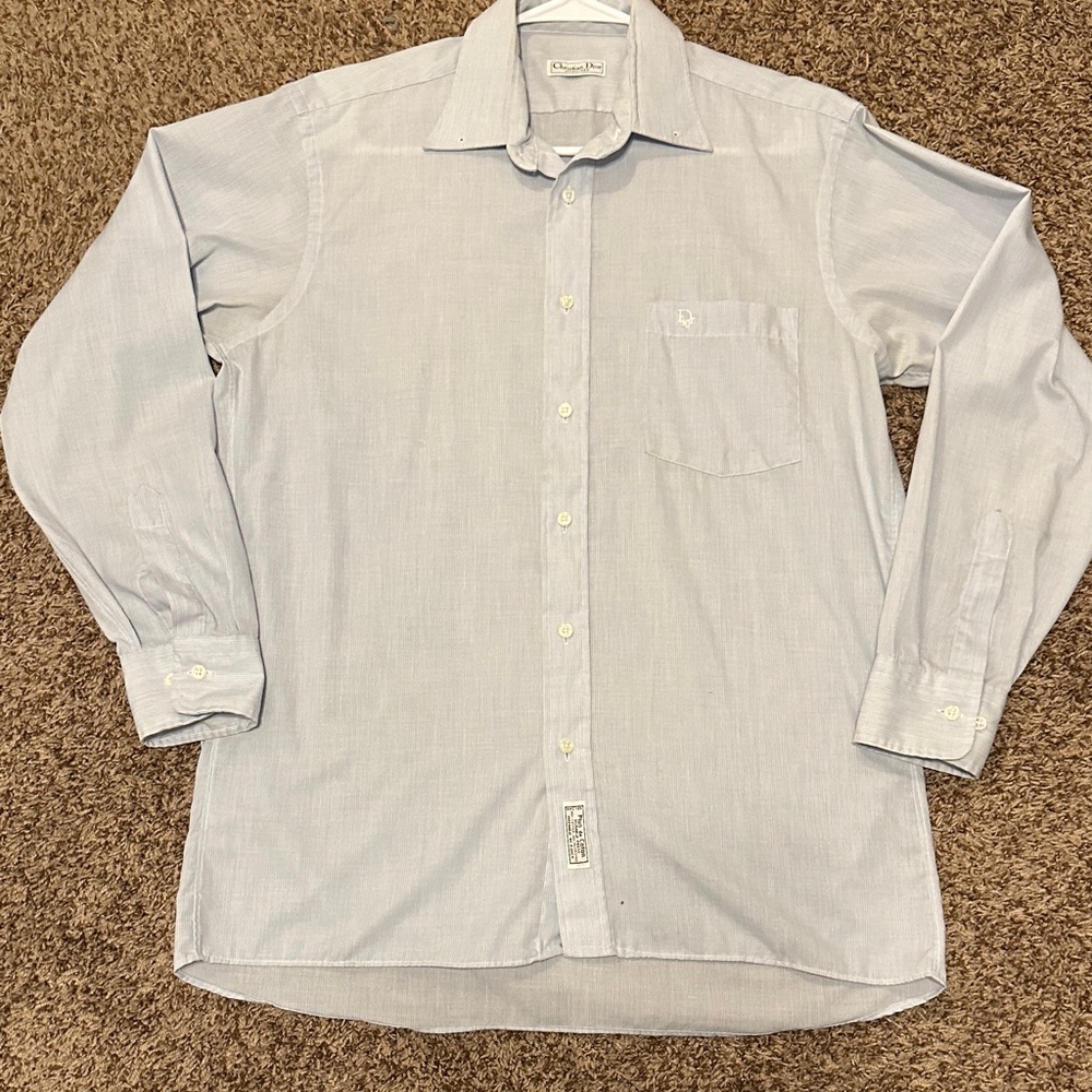 Dior Sky Blue Men's Button-Down Chemises  Shirt
